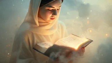 Rüyada Kuran okumanın anlamını anlatan görsel. Kuran okumak rüyada neye işarettir, yorumları.